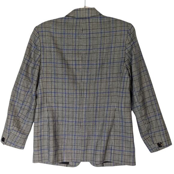 Pendleton Blazer Wool Black White Houndstooth Blue Windowpane Vintage 80's - Picture 2 of 11